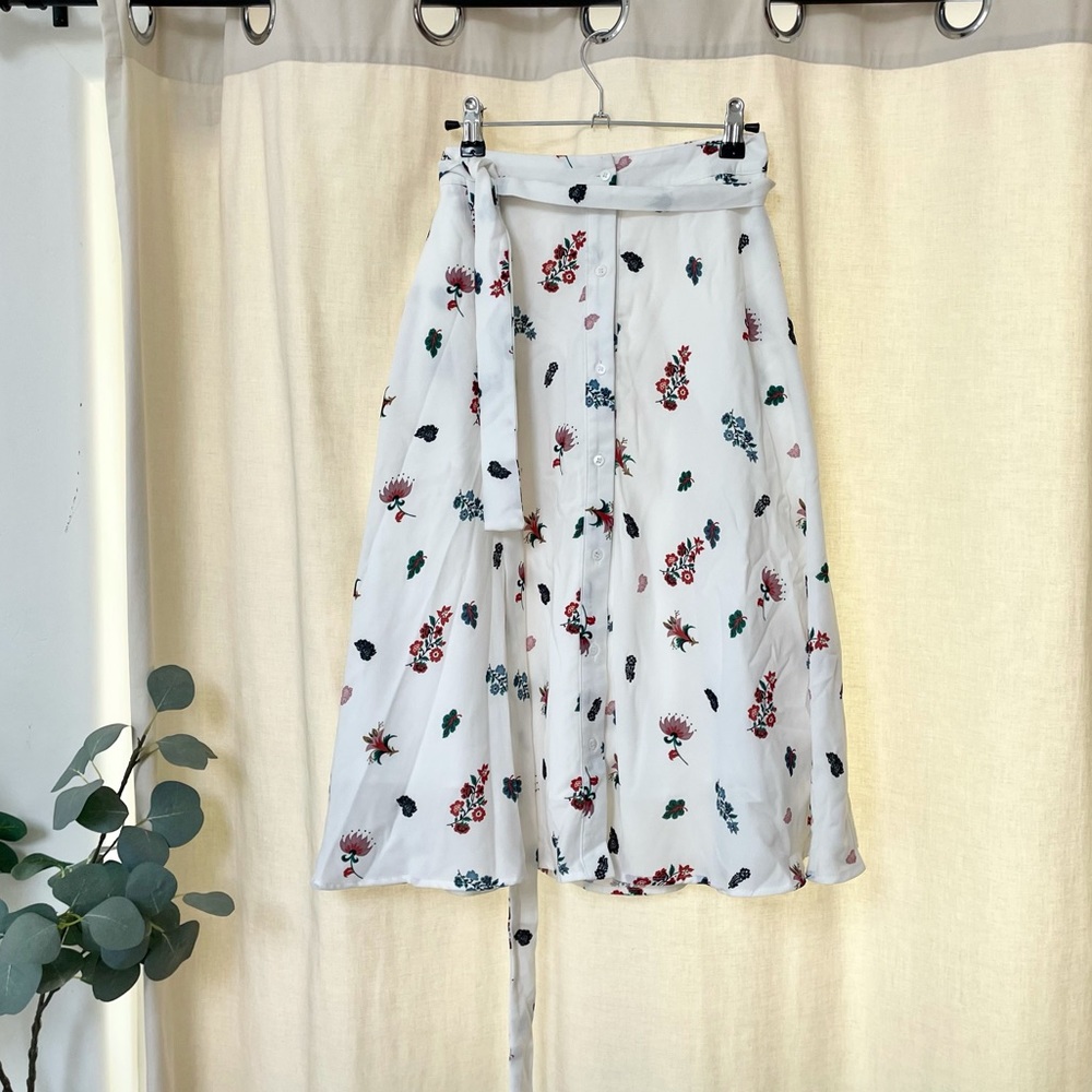 English Factory White Floral Midi Skirt